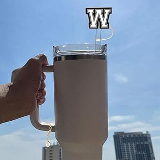 Kriklar （2+2）2PCS Straw Cover for Stanley Cup 30&40 Oz 10mm Straw Topper with 2PCS Stanley Cup Accessories Letter Charms Name ID Initial Letter Handle Personalized Charm For Stanley Tumbler (Letter A)