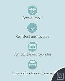 PURE LIVING INTERIOR DESIGN Ibiza Stoneware Crockery Set for 6 People, 18-Piece Mediterranean Test Very Good Stoneware Tableware Set, Bowl and Plate Set, Dinner Service for 6 People, in Deep Blue