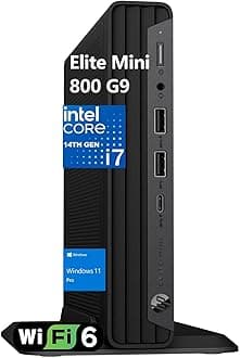 HP Elite Mini 800 MFF PC Desktop Computer, Intel 20-Core i7-14700, 16GB DDR5 RAM, 512GB PCIe SSD, 2 DisplayPort, WiFi 6, Bluetooth, Keyboard Included, no Mouse, Windows 11 Pro, Office 356, Black