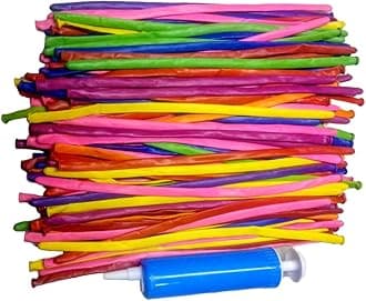 Rk Balloons For Fun - Pack Of 100 (Tube Balloons, Multicolor) - Rubber