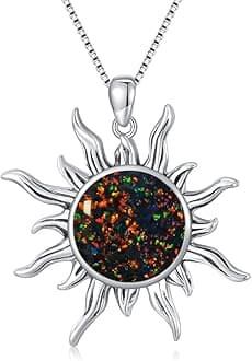 DOLIOXSun Turquoise Pendant Necklace, 925 Sterling Silver Genuine Gemstones Western Jewelry Gift for Women
