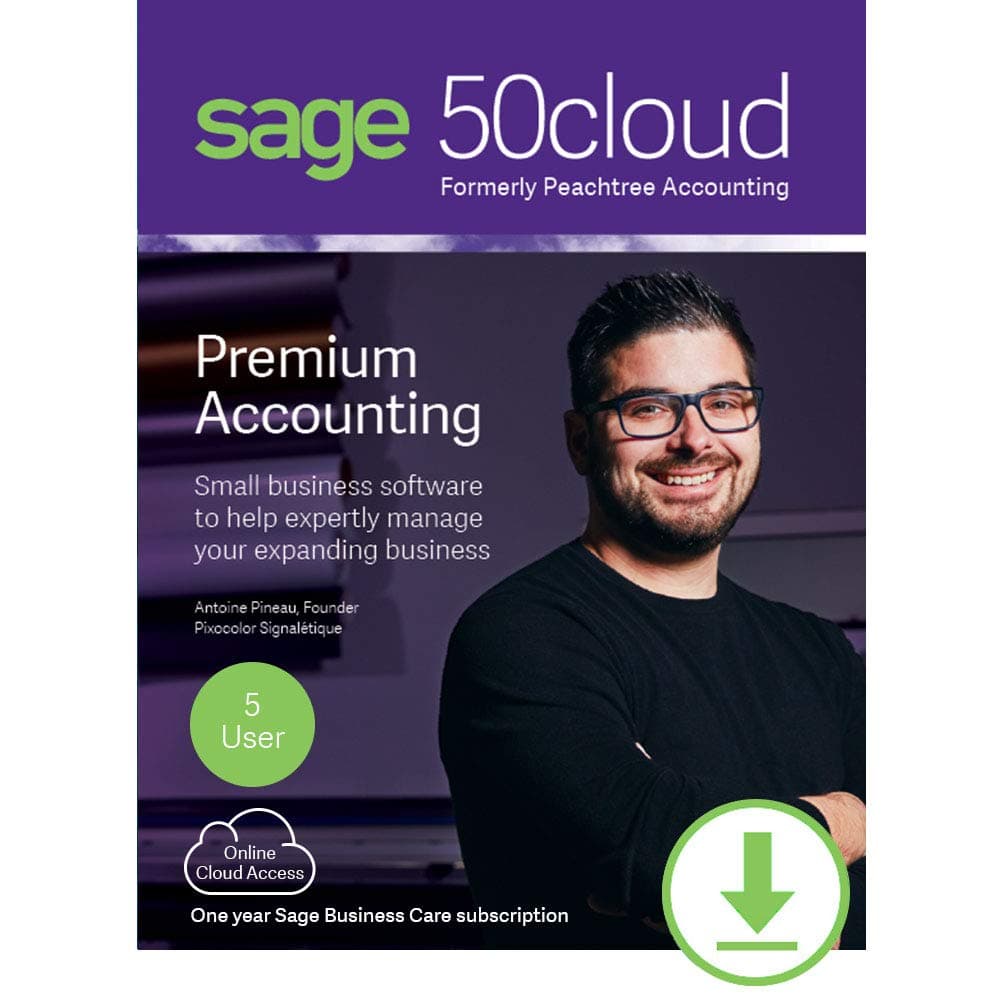 Sage Software 50cloud Premium Accounting 2019 U.S. One Year Subscription (5-Users)