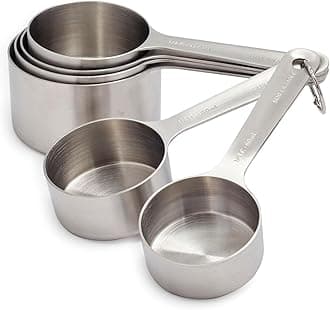 Sur La Table Stainless Steel Measuring Cups Set – 6 Nesting Cups with Easy-Open Ring, Space-Saving Design – ¼ to 1 Cup Precision for Baking & Cooking