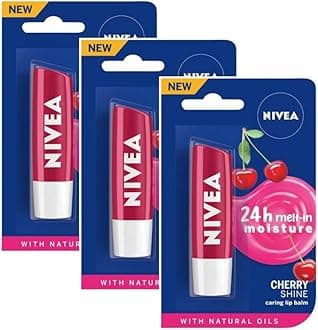 Nivea Cherry Fruity Shine Lip Care Balm, 4g (Pack of 3)