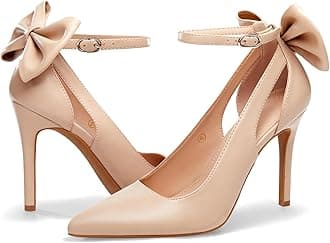 Women's Pointed Toe High Heels Ankle Strap D'Orsay Pumps Shoes Bow Wedding Bowtie Back Dress Sandals