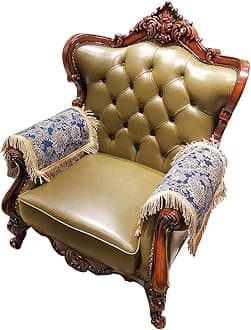 LUFEIJIASHI Luxury Couch Arm Covers, Washable Armrest Protectors for Leather Sofa, Anti Slip Recliner Chair Arm Covers Set of 2 (SBDB-Blue)