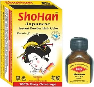 ShoHan Japanese Hair Dye Black Powder Hair Color Pack of 6 (36gram) for Unisex Adults