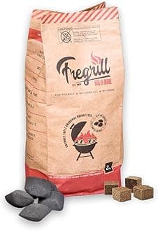 FREGRILL Premium Charcoal Briquettes (All-Natural & Long-Lasting) Barbecue and Grill - for Cooking and Grilling with Fire Starter Cubes for Ignition (2KG)