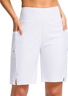 G GradualWomen's 9" Long Swim Board Shorts with Pockets High Waisted Knee Length Beach Swimming Shorts for Women with Liner