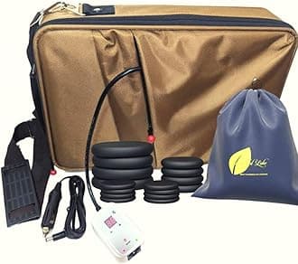 Amethyst Lake Hot Stones Massage Heater Bag Kit, 16 Basalt Hot Stone Warmer Set, Portable & Perfect for Salon and Home Use, Comes with Zipped Inner Bag for Hygienic Transportation and Car Adapter