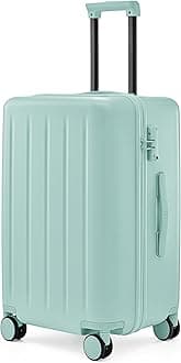 NINETYGO Trunk Luggage 22 Inch, Small Checked Luggage with Double Spinner Wheels, Dry Wet Separate, PC Hard Case Suitcase, Lightweight Travel Luggage, TSA Approved (Mint Green, Danube Max)