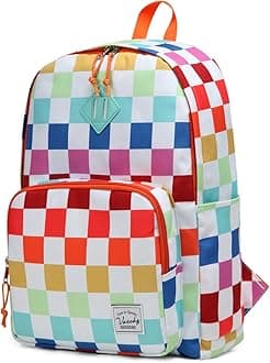 VASCHY School Backpack, Ultra Lightweight Travel Backpack for Women Schoolbag Bookbag for Kids Teen Boys Girls Multicolor