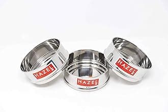 HAZEL Alfa Stainless Steel Stackable Seperator, Cooker Dabba for 8 LTR Pressure Cooker - 16.5 Cm, Set of 3, 8 Liter