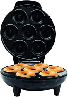 Courant Mini Donut Maker Machine for Holiday, Kid-Friendly, Breakfast or Snack, Desserts & More with Non-stick Surface, Makes 7 Doughnuts, Black