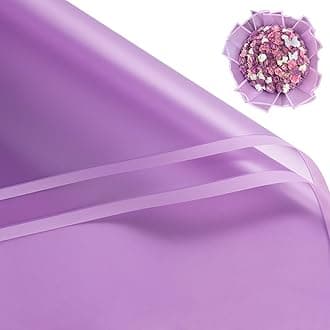 RUSPEPA 20 Sheets Flower Wrapping Paper - Light Purple Edge Frosted Waterproof Floral Bouquet Wrapping Paper - Florist Supplies Packaging Paper for Birthday, Wedding and DIY Crafts - Light Purple