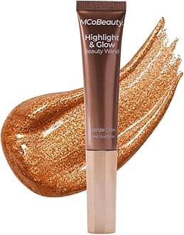 Highlight and Glow Beauty Wand - Buildable Liquid Highlighter - Bronze Shade - Liquid Cream with Cushion Applicator for Soft, Radiant Finish - Highlighters Makeup