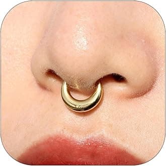 Nose Rings Hoops 316L Surgical Steel Flower Silver Septum Rings 16g Clicker Daith Hinged 14K Gold Plated Piercing Jewelry Gifts 1.2 * 8mm 10mm