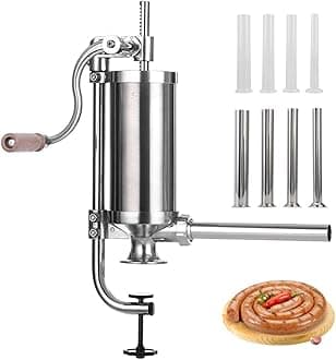 MASTER FENG Sausage Stuffer, Stainless Steel Homemade Sausage Maker Vertical Meat Filling Kitchen Machine, Packed 8 Stuffing Tubes (2.5LBS VERTICAL)