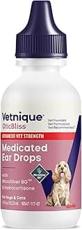 Oticbliss Cat & Dog Ear Infection Treatment Drops - with 1% Hydrocortisone & MicroSilver BG for Dog Ear Infections - Vet Recommended Cat & Dog Ear Cleaner for Itchy Ear Relief
