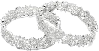 Jewellery Celebrity Inspired American Diamond Studded Bracelet Bangles for Girls and Women (Silver)