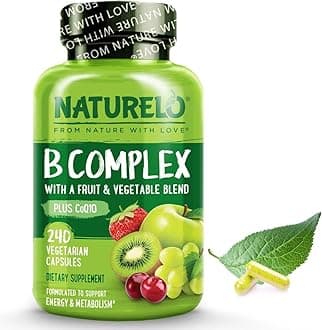 B Complex (One Daily) - Food-Based Blend - All B-Vitamins - Vitamin B6, Folate, B12, Biotin, Niacin, CoQ10 - Best Natural Supplement for Energy - 240 Vegan Capsules | 8 Month Supply