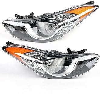 Headlight Set Assembly Fit for Hyundai Elantra 2011 2012 2013, Headlamp Replacement 92101-3Y000 HY2502161 92102-3Y000 HY2503161 Driver & Passenger Side (Left+Right)