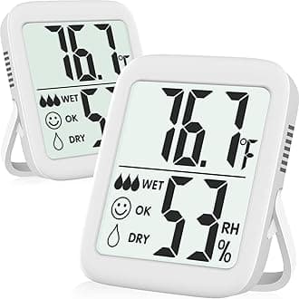 Hygrometer Indoor 2 Pack Max Digital Humidity Monitor Thermometer & Humidity Gauge with Ultra-Large Screen, Accurate Sensor for Room, Greenhouse, Wine Cellar, Basement, Gun Safe, Bathroom, Humidor