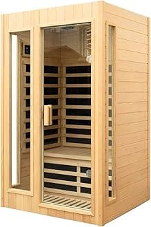 KUNSANA 2 Person Infrared Sauna, Far Infrared Saunas for Home, Hemlock Wood S...