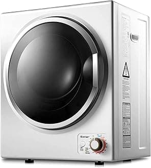 Compact Laundry Dryer, 110V Electric Portable Clothes Dryer with Stainless Steel Tub, Control Panel Downside Easy Control for 4 Automatic Drying Mode, White