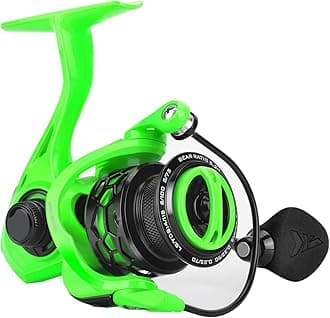 KastKing Zephyr Spinning Reels – 7+1/6+1 BB – Carbon Fiber Drag – Stainless Steel Shaft – Aluminum & CNC Spool – Black/Green/Orange – Sizes 500/1000 SFS – ICE Fishing Ready Reels!