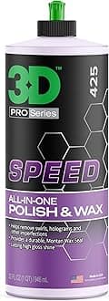 3D Speed All-In-One Polish & Wax – Scratch & Swirl Remover, Clear Coat Safe Paint Sealant – High Gloss Finish, Easy Application – 32oz – Made in USA