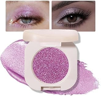 Single Purple Shimmer Sparkly Eyeshadow,Bright Intense Monochrome Eye Shadow,Apply Makeup Easily,Matte Pressed Powder Single Eyeshadow,24 Hour Eye Makeup Longwear Waterproof