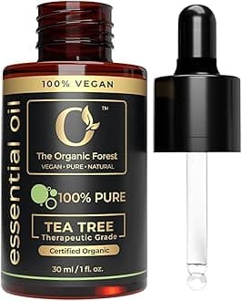 100% Plant Based Organic Tea Tree Essential Oil for Skin, Hair & Acne | Cruelty-Free & Vegan Friendly | Pure & Natural Teatree Oil for for Foot Care, Body Wash, Face Wash & Skincare Routine