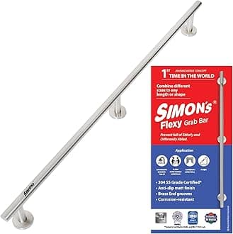 - Simon's Flexy 304 Stainless Steel Grab bar for Bathroom and Toilet Safety Handle of Elderly People - 100 cm with 3 Legs of 4.5 cm