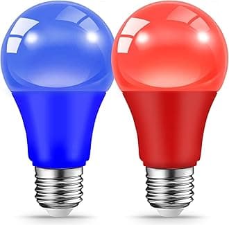 JAHEKS Blue Red Light Bulbs for Outdoor Porch, 9W(60W Equivalent) E26 Base LED Bulb for Memorial Day,Independence Day,Christmas,Halloween,Wedding,Party,Bar,Holiday,Home Decor, 2-Pack