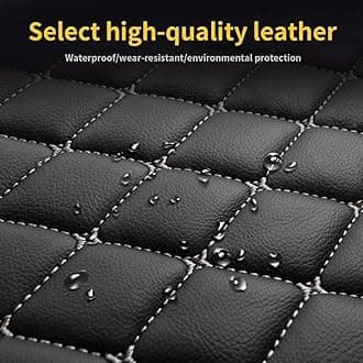 Custom Making Car Floor Mats for 90% Car Model Luxury Leather All Weather Waterproof Anti-Skid Full Coverage Liners (Black Beige)