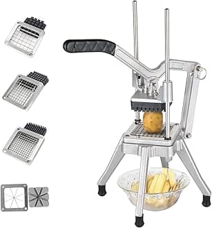 ROVSUN Commercial Vegetable Chopper French Fry Cutter Potato Slicer Fruit Chopper, Super Value Set of Suction Feet, 1/2'', 3/8'', 1/4'', 8-Wedge Blades and Pusher Blocks for Restaurant, Home & Kitchen