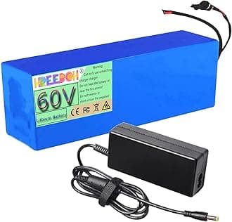 FREEDOH 60 Volt Lithium-ion Battery 60V Lithium Battery Pack 60V 5Ah 7.5Ah 10Ah 12.5Ah 15Ah Rechargeable Battery for 0-900W Motor Kit with Charger,60v10ah