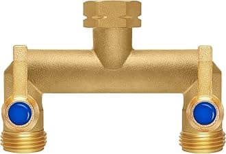 Brass Garden Hose Splitter, Garden Hose Splitter 2 Way Heavy Duty, Outdoor Hose Splitter, GHT 3/4 in. Female Inlet and 3 Way 3/4 in. Male Outlet for Regulating and Shutting Off Water Flow