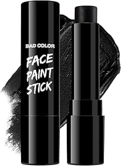 BADCOLOR Black Cream-Blendable Face Body Paint Stick for Adults Children Eye Black Softball Football Baseball Sports , Non-Toxic Hypoallergenic for Halloween SFX Makeup Cosplay Joker Costume Parties
