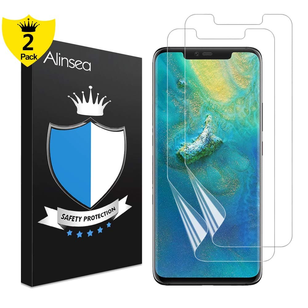 Alinsea Compatible for Screen Protector Mate 20 Pro [2-Pack] [Bubble-Free] [Case-Friendly] [Wet Applied] Ultra Slim TPU Screen Protector Film [Instant Responsive] [No Lifting on Edges]