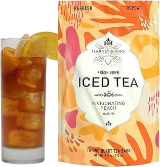 Harney & Sons Organic Peach Fresh Brew Iced Tea | 15ct, Brews up to 30 quarts of Iced Tea, Refreshing