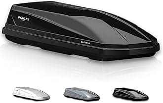 Perflex Exclusive Rooftop Cargo Box Carrier Large 17.7 Cubic Feet Car Top Mount Travel Luggage Storage, Dual Side Opening, 130 Lbs Weight Capacity, Extra Keys, Straps (Black)