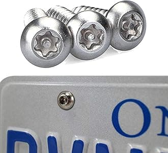 Stainless Steel License Plate Screws- Rustproof Plate Screws for Fastening Front or Rear Plate Frame Holder Cover, License Plate Security Screw with Black Caps (Anti-Theft Self Tapping Screws)