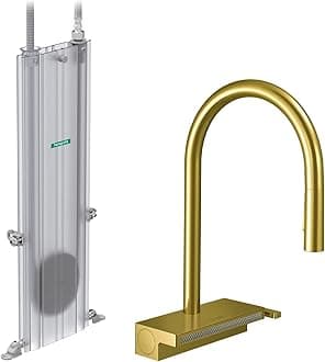 hansgrohe Aquno Select Gold High Arc Kitchen Faucet, Kitchen Faucets with Pull Down Sprayer, Faucet for Kitchen Sink, Magnetic Docking Spray Head, Brushed Gold Optic 73831251