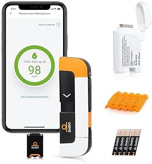 Smart Glucose Monitor Kit | USB-C Port (Compatible with Android & iPhone 15 and newer) | Test Blood Sugar Levels & Manage Diabetes, Testing Kit Includes: Glucometer with 25 Strips, 10 lancets