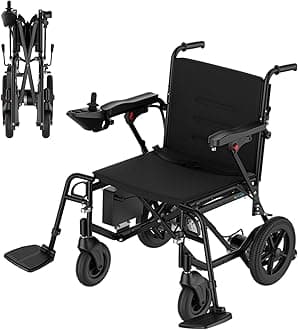 Electric Wheelchair for Adults 47lb Lightweight Foldable Electric Wheelchair for Seniors Power Motorized Wheelchair (DarkBlack)