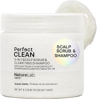 NatureLab Perfect Shine Scalp Scrub - Paraben-Free Dry Scalp Treatment + Scalp Moisturizer - 3-in-1 Gentle Foaming + Exfoliating Scrub with Grape Stem Cells, Pearl + Hyaluronic Acid (8.1 oz / 230g)