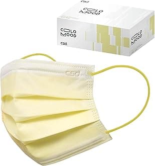 CSD Colo Mood Disposable Face Mask, 3 Ply Filter Protection with Colored Elastic Earloop, Breathable and Fashionable for Adult, Calla Yellow 30 Pcs/Box