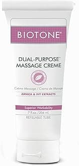 BIOTONE Dual-Purpose Massage Crème with Arnica and Ivy Extracts, Pure Ingredients, Effortless Glide, Luxurious Feel, More Workability, Less Reapplications